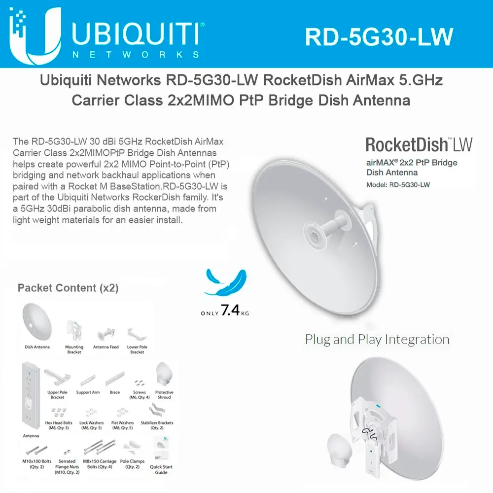 UBIQUITI ROCKETDISH 5G30-LW 